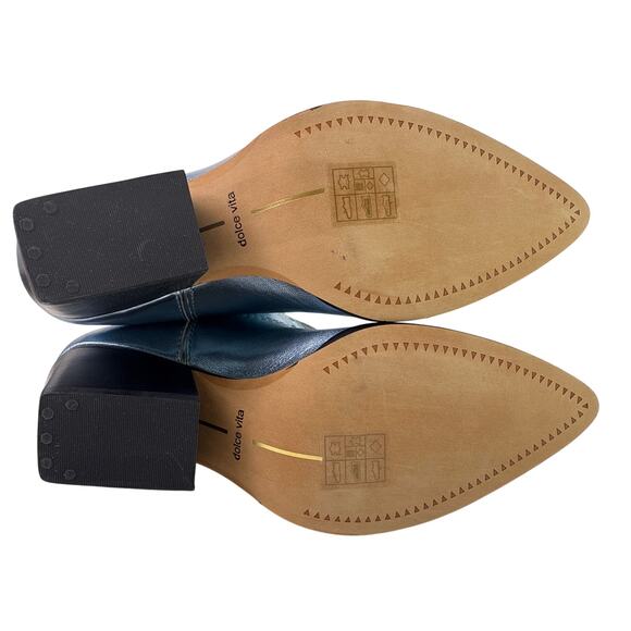 Dolce Vita Landen Western Boots Electric Blue Women's 8 Leather Mid Calf Pull On - Picture 7 of 13